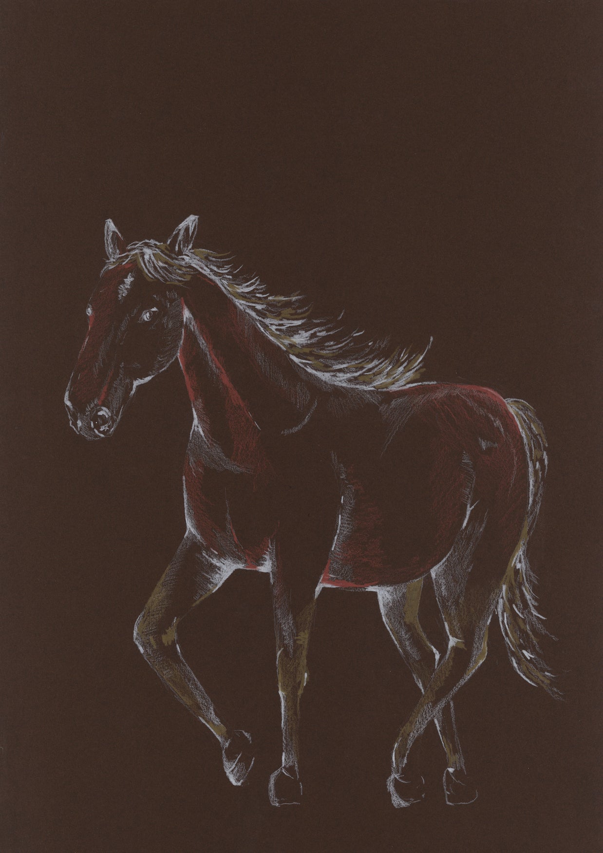 Original Artwork Year of the horse brown
