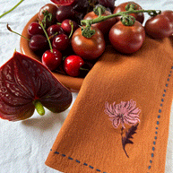 Chrysanthemum embroidered napkin set