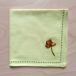 Poppy embroidered yellow napkin set