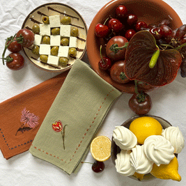 Mix floral embroidered napkin set