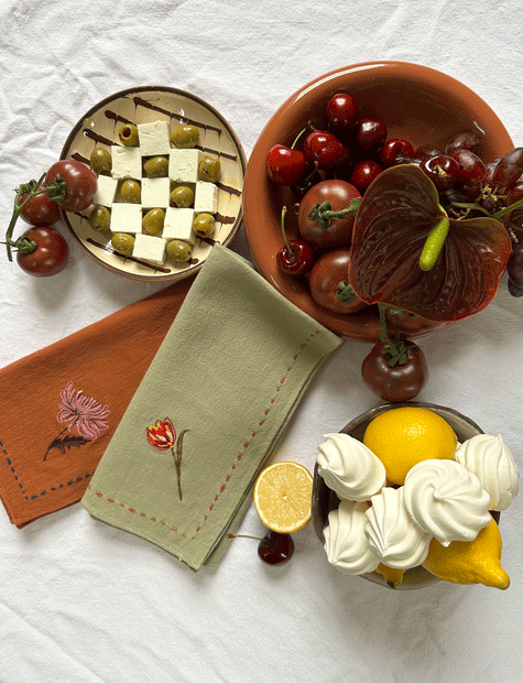 Mix floral embroidered napkin set