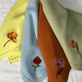 Mix floral embroidered napkin set