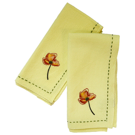 Poppy embroidered yellow napkin set