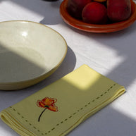 Poppy embroidered yellow napkin set