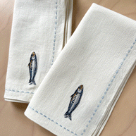 Sardine embroidered napkin set