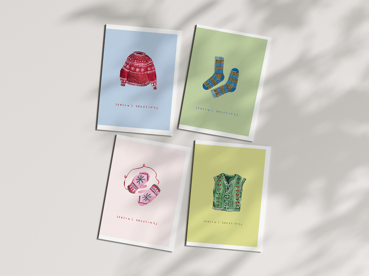 Winter knits Christmas card set