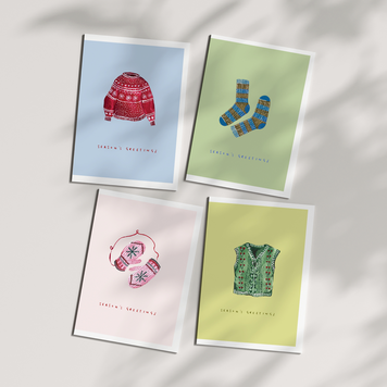 Winter knits Christmas card set
