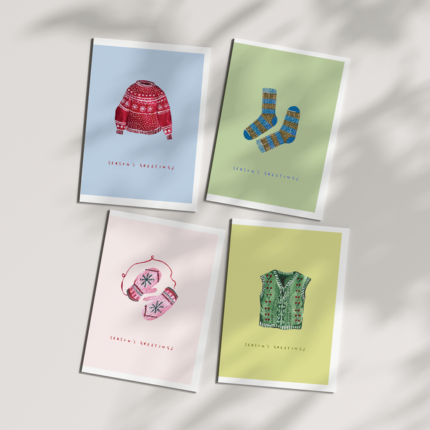Winter knits Christmas card set